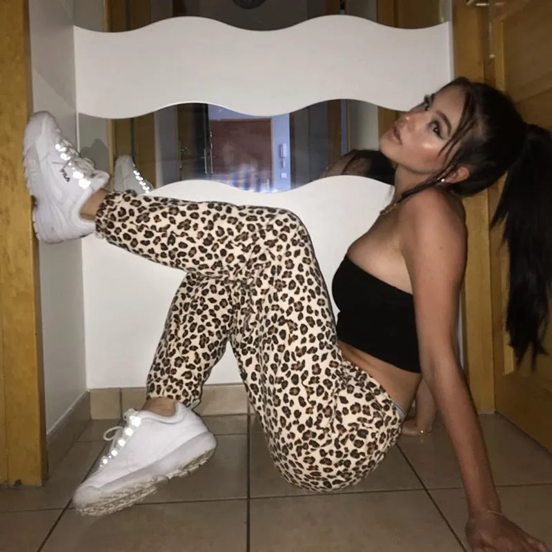 Women's Autumn Casual Leopard Slim Pants With Pockets