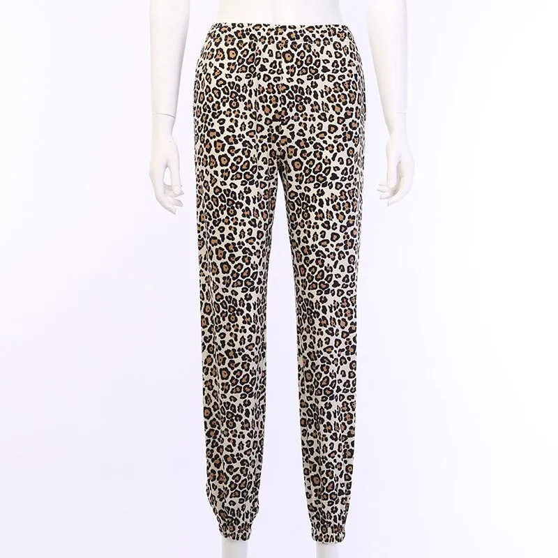 Women's Autumn Casual Leopard Slim Pants With Pockets