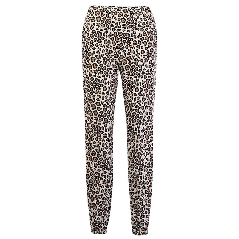 Women's Autumn Casual Leopard Slim Pants With Pockets