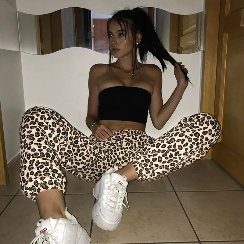Women's Autumn Casual Leopard Slim Pants With Pockets