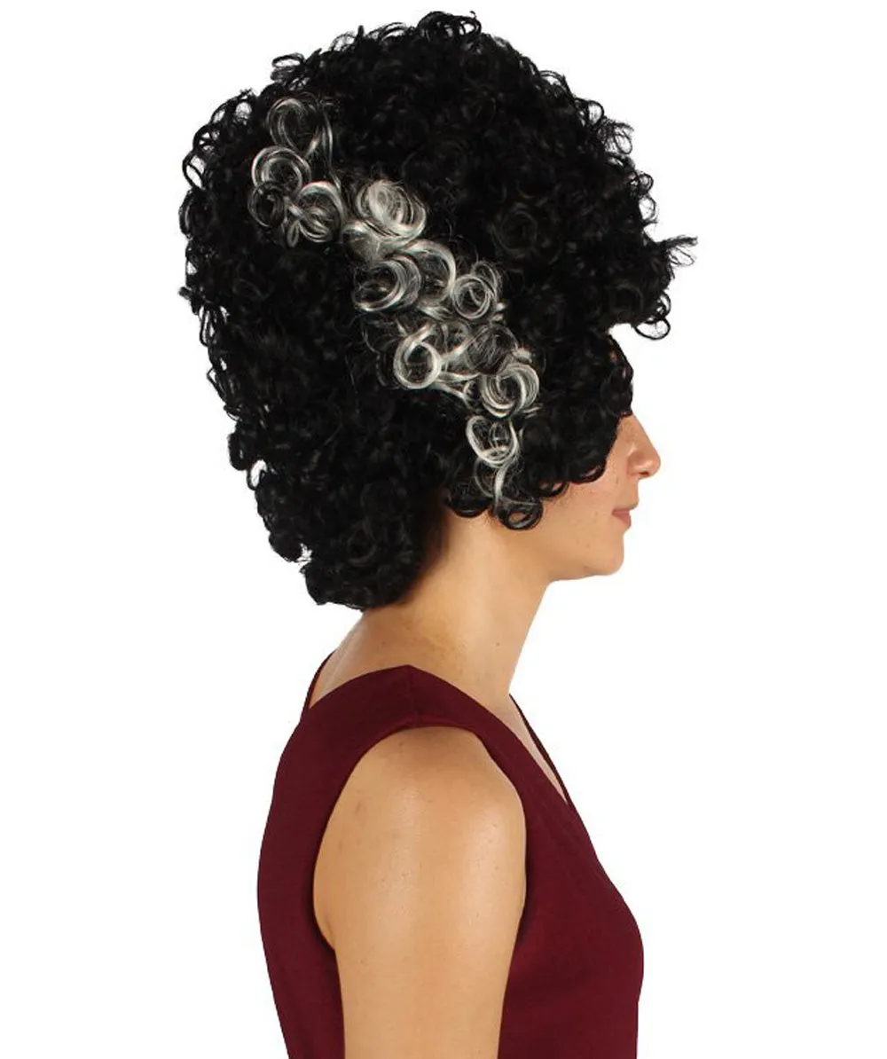 Women's Colonial Ladies 18th Century Curly Wig | Black Historical Wig | Premium Breathable Capless Cap