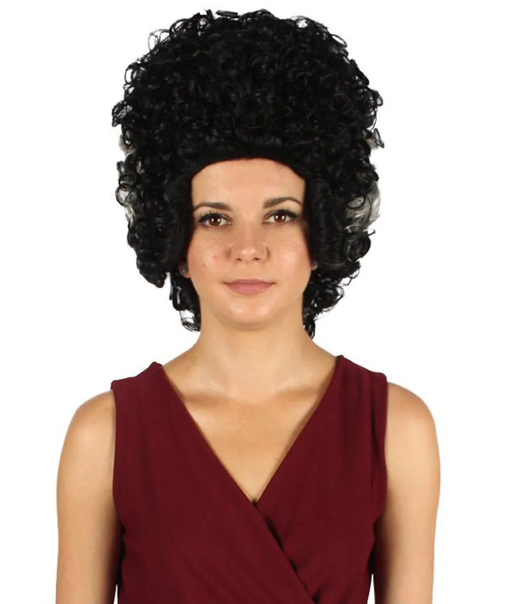 Women's Colonial Ladies 18th Century Curly Wig | Black Historical Wig | Premium Breathable Capless Cap