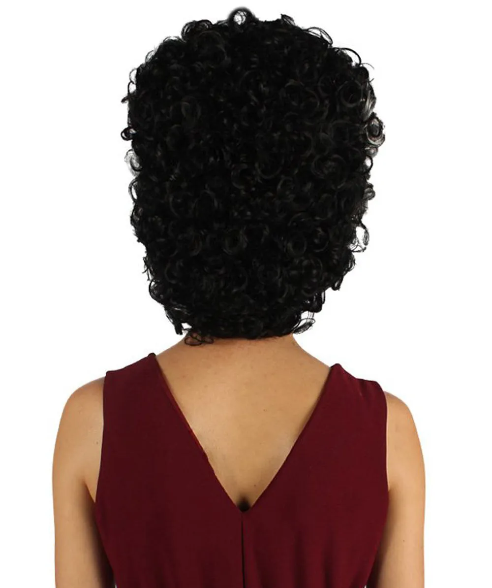 Women's Colonial Ladies 18th Century Curly Wig | Black Historical Wig | Premium Breathable Capless Cap