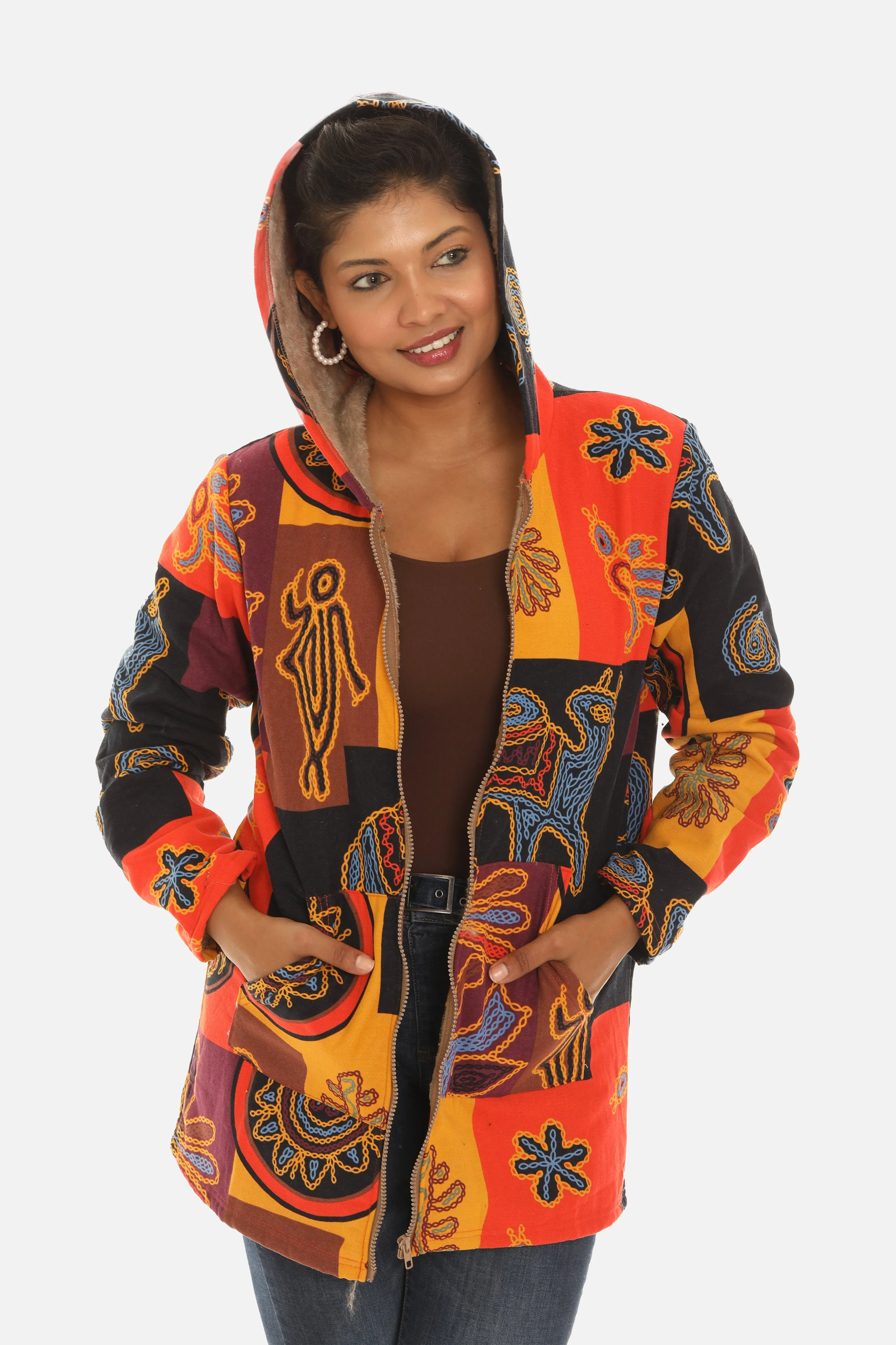 Women's Hooded Sherpa Jacket with Pockets