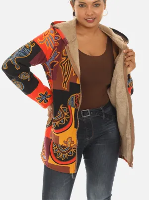 Women's Hooded Sherpa Jacket with Pockets