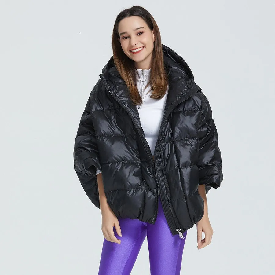 Women's Winter Bat-Sleeved Polyester Hooded Parka