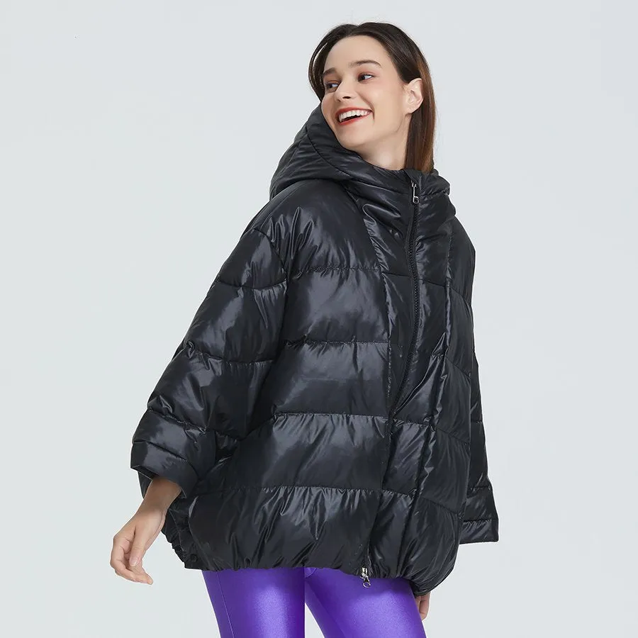 Women's Winter Bat-Sleeved Polyester Hooded Parka