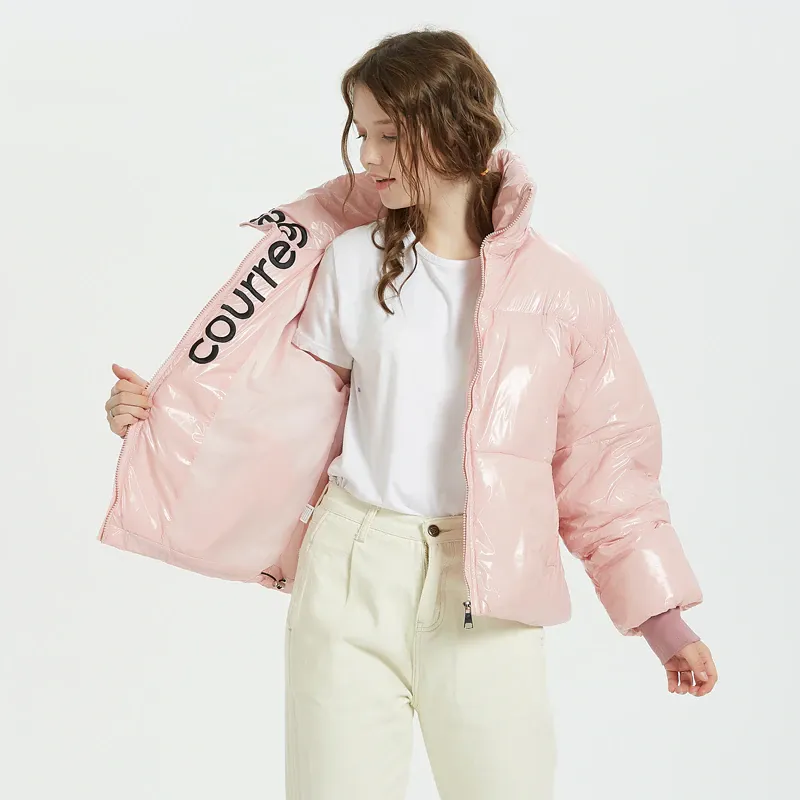 Women's Winter Warm Waterproof Glossy Short Parka