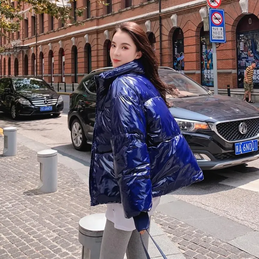 Women's Winter Warm Waterproof Glossy Short Parka