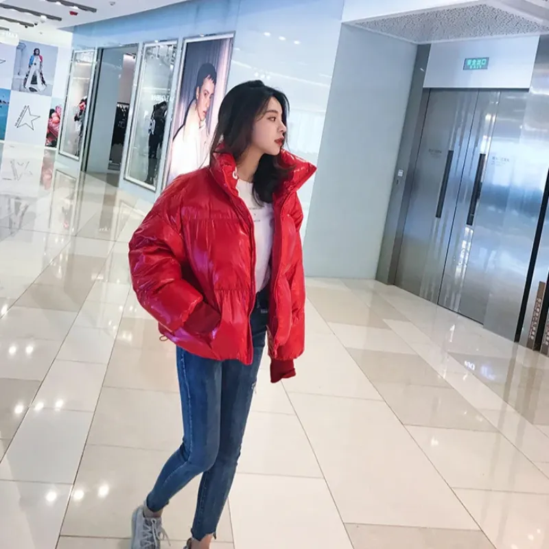 Women's Winter Warm Waterproof Glossy Short Parka