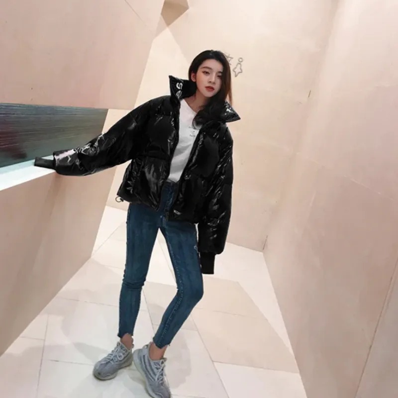 Women's Winter Warm Waterproof Glossy Short Parka