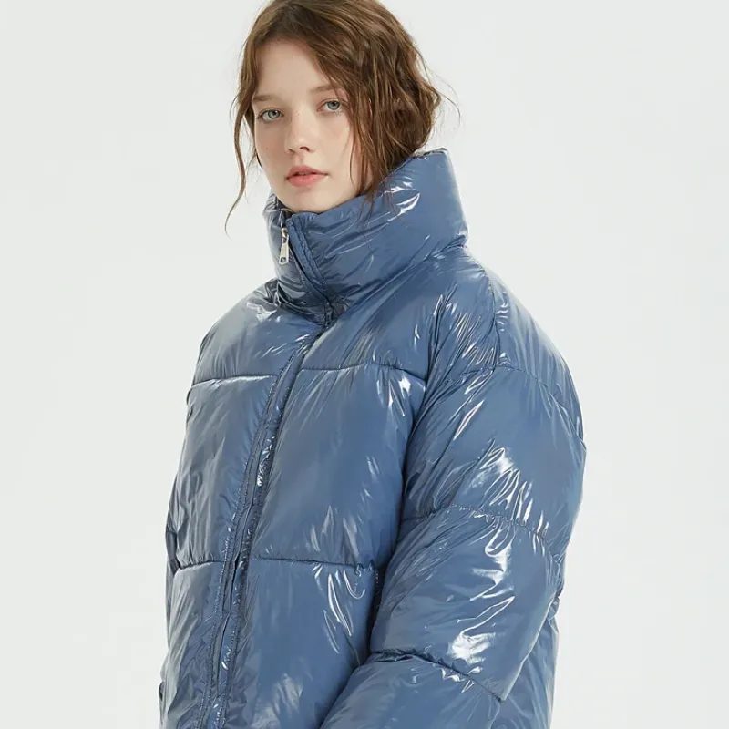 Women's Winter Warm Waterproof Glossy Short Parka