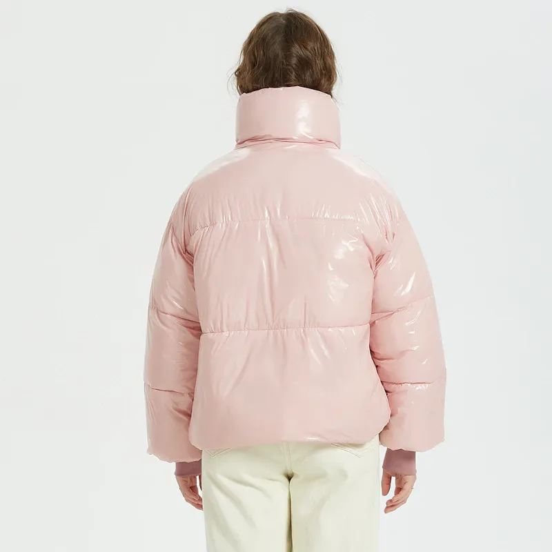 Women's Winter Warm Waterproof Glossy Short Parka