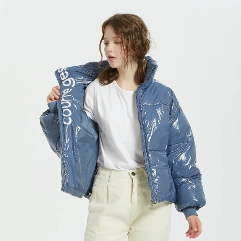 Women's Winter Warm Waterproof Glossy Short Parka