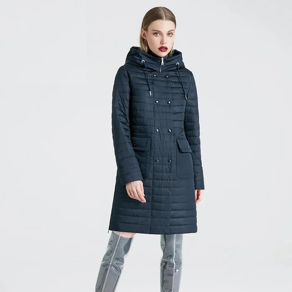 Women's Winter Windproof Hooded Polyester Parka