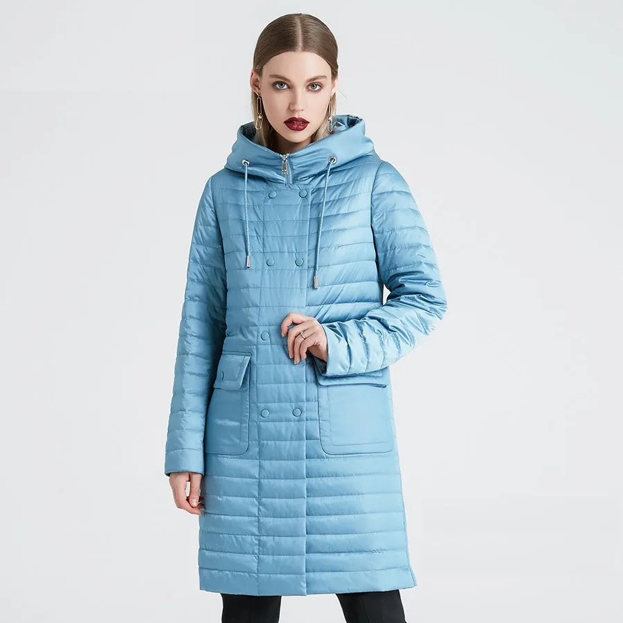 Women's Winter Windproof Hooded Polyester Parka