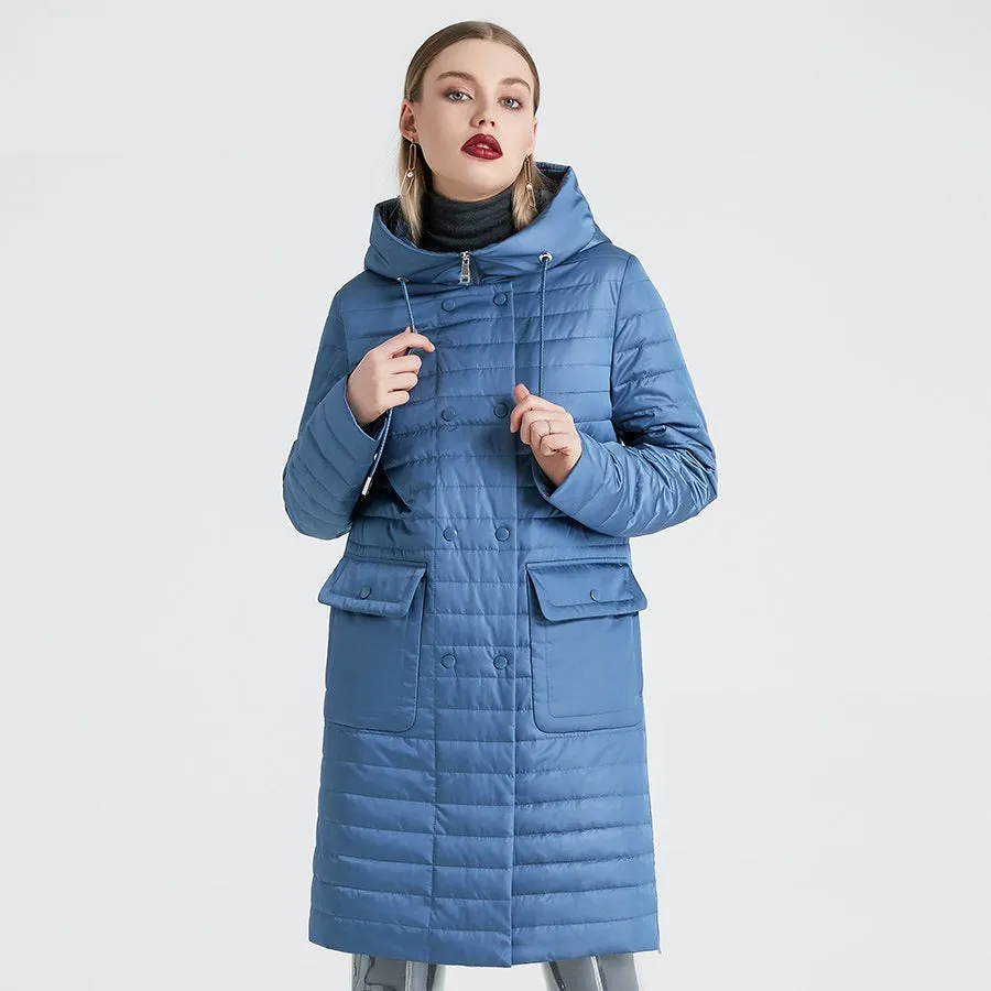 Women's Winter Windproof Hooded Polyester Parka