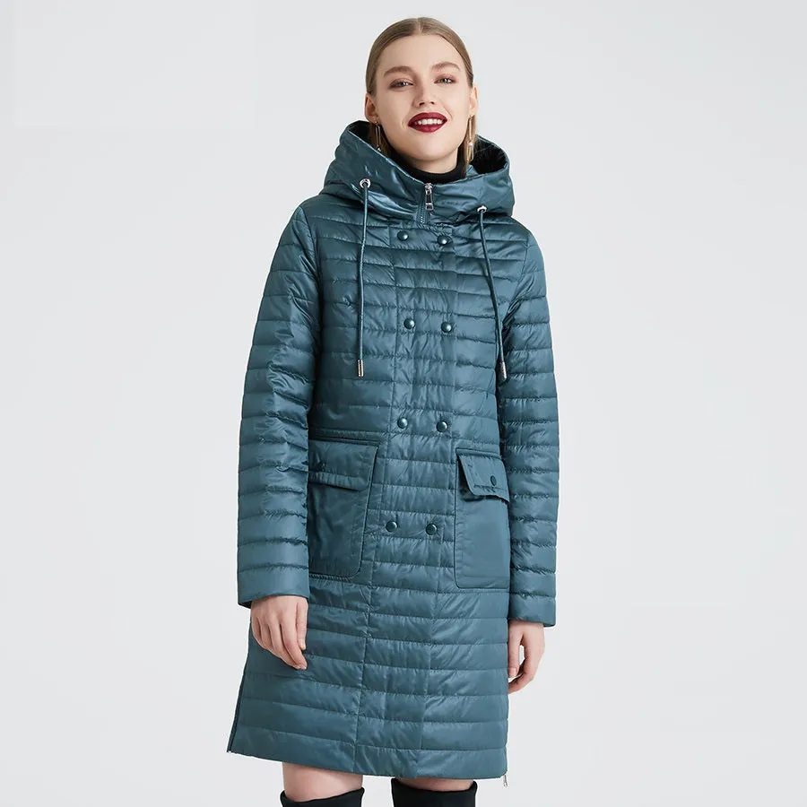 Women's Winter Windproof Hooded Polyester Parka