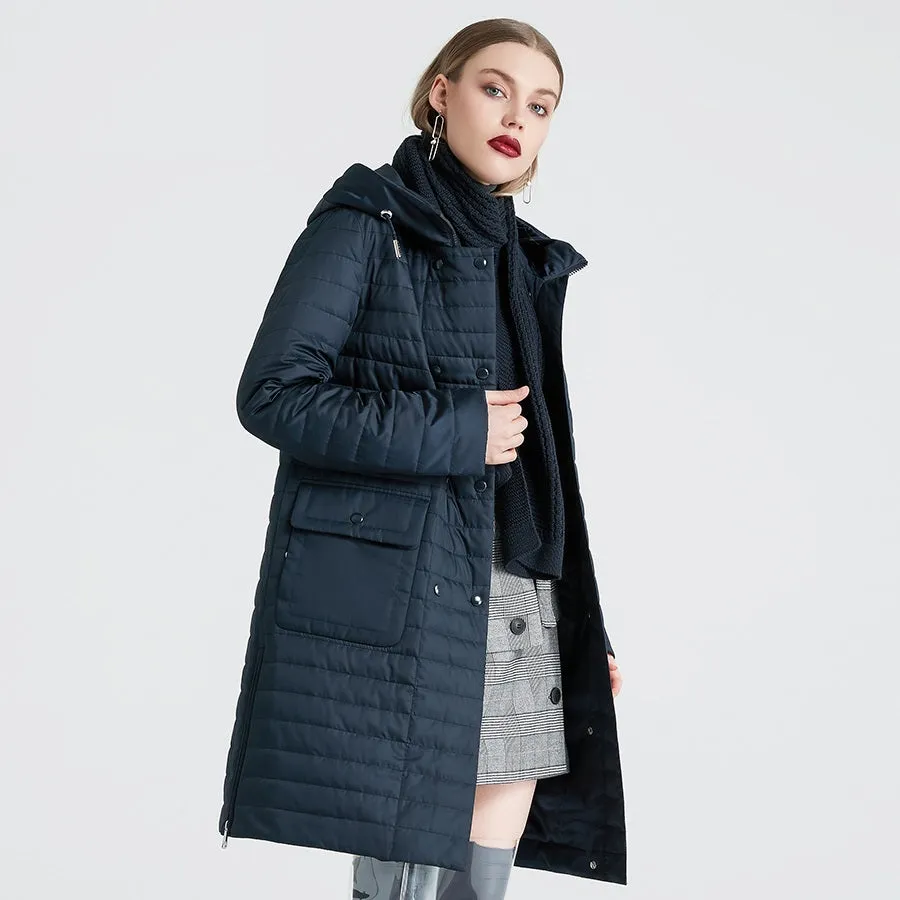 Women's Winter Windproof Hooded Polyester Parka