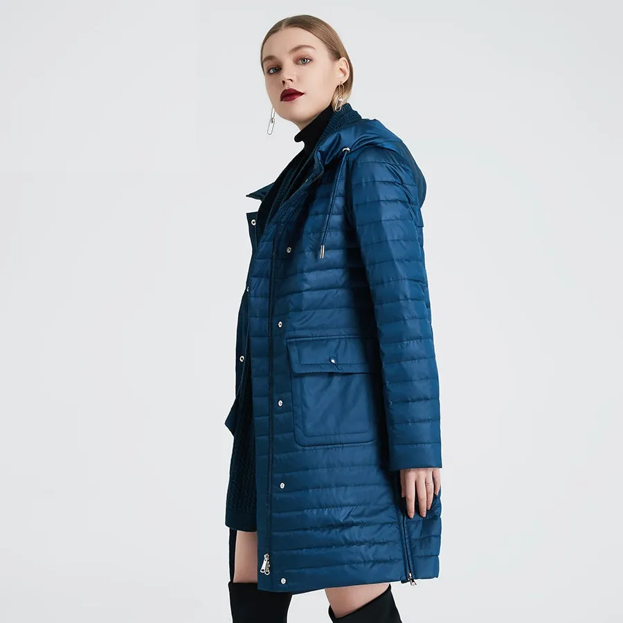 Women's Winter Windproof Hooded Polyester Parka